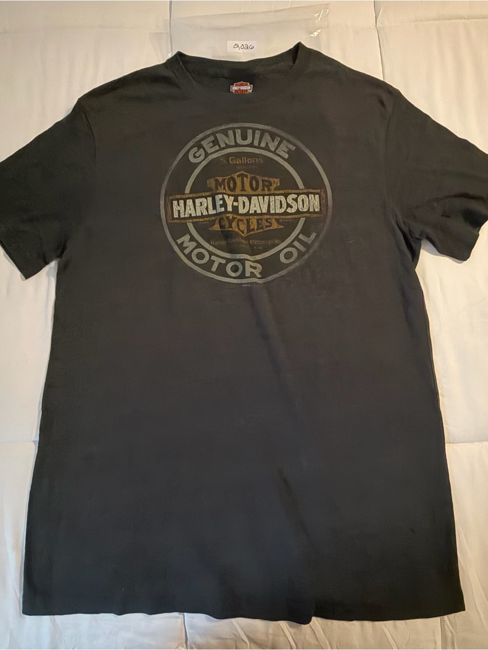 Harley-Davidson Black Short-Sleeve Tee with Faded Motor Oil Logo